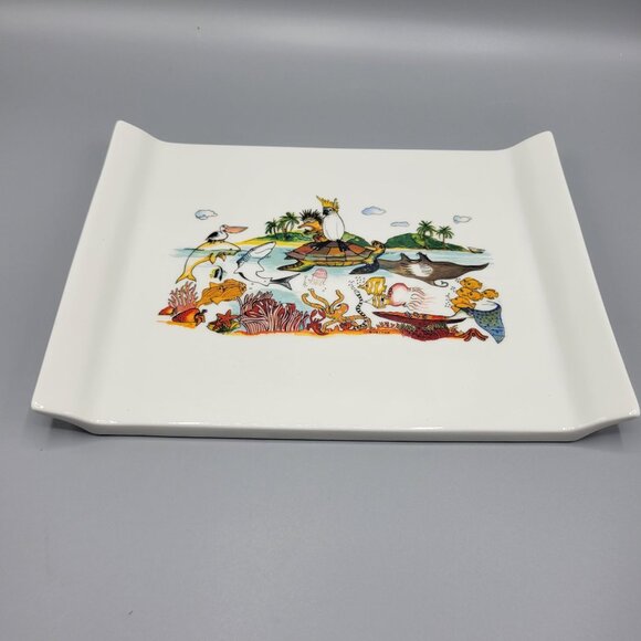 Guritno Australia Porcelain Rectangular Tray Plate Platter Ocean Scene Artwork - Picture 3 of 9